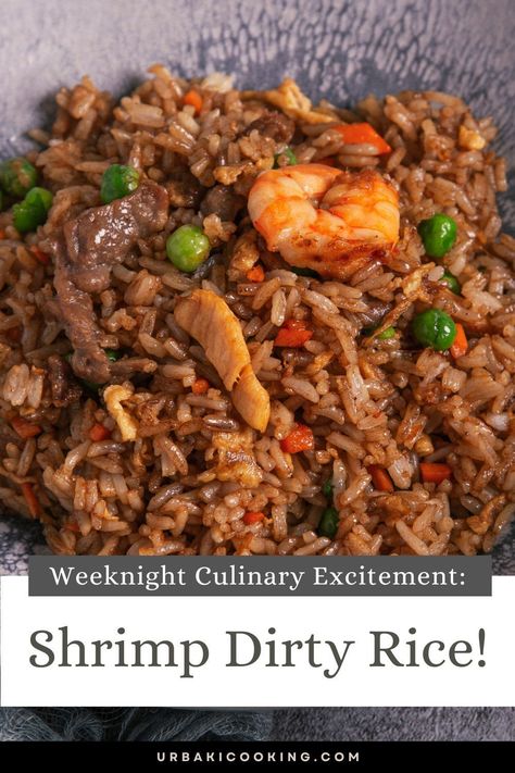 Spice up your weeknights with a culinary adventure featuring our Delicious Shrimp Dirty Rice Recipe! Immerse yourself in the rich and savory flavors of this Southern staple, where the sweetness and tenderness of shrimp elevate the classic dirty rice to new heights.Picture this: A symphony of spices and seasonings mingling with succulent shrimp, giving the rice its distinctive "dirty" appearance. Traditionally a Cajun masterpiece with chicken liver or gizzards, our recipe takes a seafood-centric Shrimp And Dirty Rice, Dirty Rice With Sausage And Shrimp, Recipes With Shrimp And Rice, Southern Shrimp Recipes, Shrimp Rice Recipes For Dinner, Shrimp Dirty Rice Recipe, Shrimp Dirty Rice, Cajun Shrimp Fried Rice Recipe, Shrimp With Rice Recipes