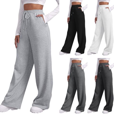 Casual Gray Sweatpants Women Fleece Wide Leg Black Joggers Classic Baggy Streetwear Female Oversized Baggy Joggers, Navy Sweatpants, Baggy Streetwear, Sweatpants Women, Gray Sweatpants, Baggy Sweatpants, Drawstring Trousers, Wide Leg Sweatpants, Joggers Pants