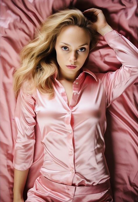 Satin Shirt Outfit, Satin Blouse Shirts, Satin Blouse Outfit, Pink Satin Blouse, Satin Clothes, Satin Shirts, Silky Shirt, Shiny Clothes, Satin Blouses