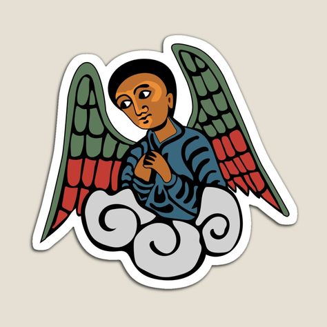 Get my art printed on awesome products. Support me at Redbubble #RBandME: https://www.redbubble.com/i/magnet/Ethiopian-Angel-on-a-cloud-Art-by-nahom-shiferaw/154106897.TBCTK?asc=u Orthodox Paintings, Ethiopia Art, Ethiopian Bible, Owls Wallpaper, Mary Pictures, Cute Owls Wallpaper, Christian Icons, Owl Wallpaper, Orthodox Christian Icons