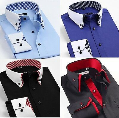 These shirts can be used for both formal or casual occasions. Double Collar Design. Collar Size 18.5. Machine washable. Sleeve Length 26 26 26.5 27 27.5. Back body Length 30 31 31.5 32.5 33. Mens High Collar Shirts, High Collar Shirts, Italian Shirts, Men's Dress Shirts, Italian Dress, Smart Casual Men, Double Collar, Mens Designer Shirts, Formal Shirt