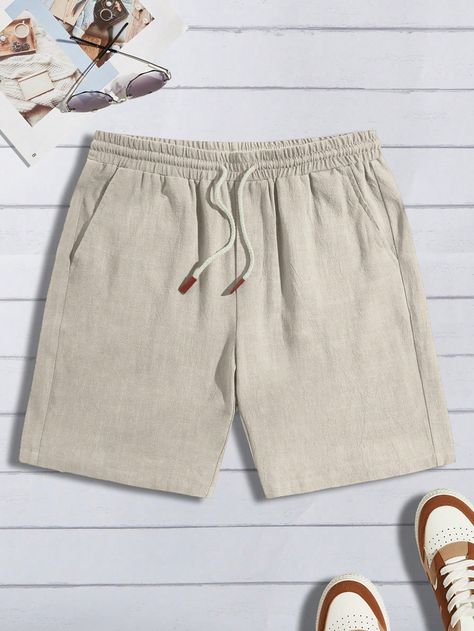 Manfinity Homme Men Drawstring Waist Slant Pocket ShortsI discovered amazing products on SHEIN.com, come check them out! Pocket Shorts, Natural Shades, Linen Shorts, Inspiration Mode, Drawstring Shorts, Two Piece Outfit, Shorts With Pockets, Natural Linen, Drawstring Waist