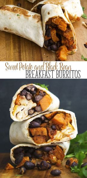 Sweet Potato and Black Bean Breakfast Burritos- These vegan sweet potato and black bean burritos are a great vegan breakfast recipe. It's also a freezer meal. A healthy recipe option if you are stuck in a rut. Black Bean Breakfast, Bean Breakfast, Burrito Vegan, Black Bean Burritos, Sweet Potato And Black Bean, Cajun Butter, Bean Burritos, Butter Steak, In A Rut