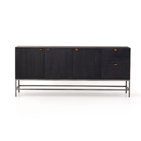 Trey Sideboard in Various Colors – BURKE DECOR Iron Sideboard, Unique Sideboard, Industrial Loft Design, Greige Design, Stylish Sideboards, Modern Entertainment Center, Element Of Surprise, Black Sideboard, Cabinet Shelving