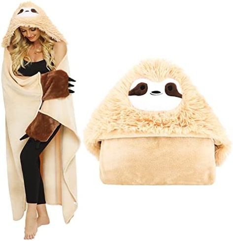 Shoppawhile Sloth Gifts for Women Wearable Hooded Blanket Soft Cute Warm Fluffy Sloth Hooded Blanket 59*51 inch : Amazon.co.uk: Home & Kitchen Sloth Blanket, Funny Gifts For Women, Sloth Gift, Sloth Lovers, Blanket Hoodie, Cute Sloth, Hoodie Blanket, Sister Wife, Wearable Blanket