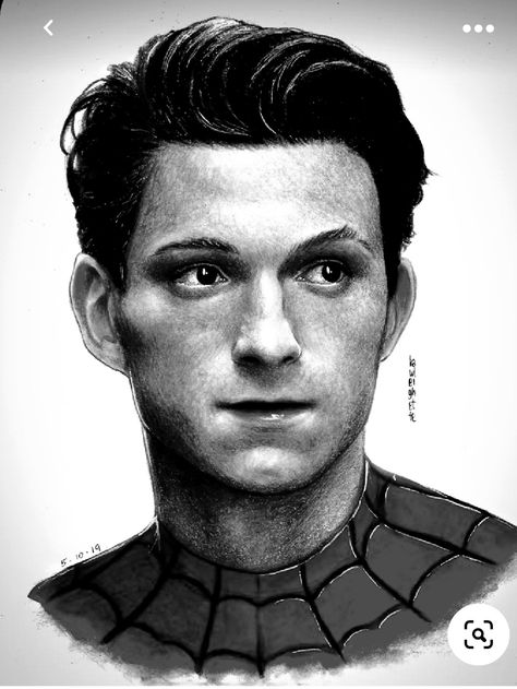 Tom Holland Portrait Drawing, Spiderman Drawing Tom Holland, Tom Holland Sketch Pencil, Tom Holland Drawing Pencil, Tom Holland Sketch, Tom Holland Drawing, Body Painting Men, Spiderman Painting