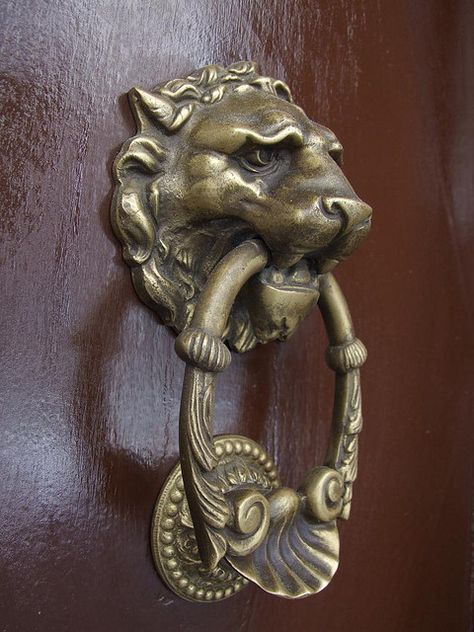 Doors Antique Decor Bedroom, Antique Door Knockers, Front Door Design Wood, Door Knobs And Knockers, Fu Dog, Cool Doors, Doors And Hardware, Front Door Design, Antique Door