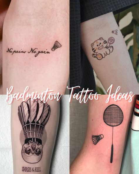 Badminton Tattoos And Birdie Ink Ideas - Tattoo Glee Badminton Tattoo, Glee Tattoo, Silver Tattoo Ink, Coffee Cup Tattoo, Basketball Tattoos, Tattoo Advice, Sport Tattoos, Americana Tattoo, White Tattoos