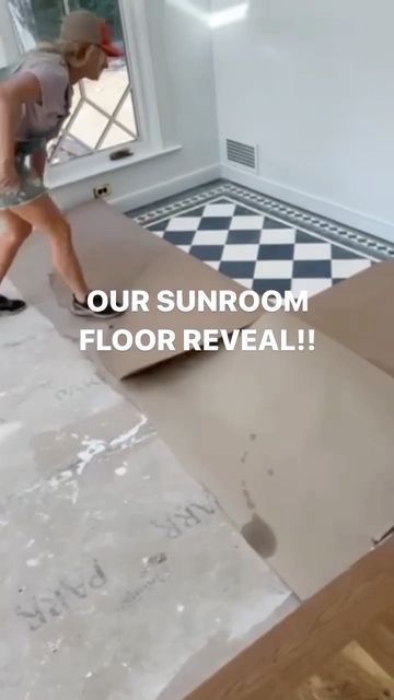 Emily Henderson on Instagram: "INTRODUCING — our sunroom floor!! This room is going to be so beautiful 😭 tiles are @prattandlarson :) I'm in love!! Install by @levelplanetileandstone windows by @sierrapacificwindows" 3 Season Porch Ideas Sunroom, Sunroom Tile Floor, Sunroom Tile, Sunroom Flooring Ideas, 3 Season Porch Ideas, Sunroom Floor, Sunroom Flooring, Conservatory Flooring, 3 Season Porch