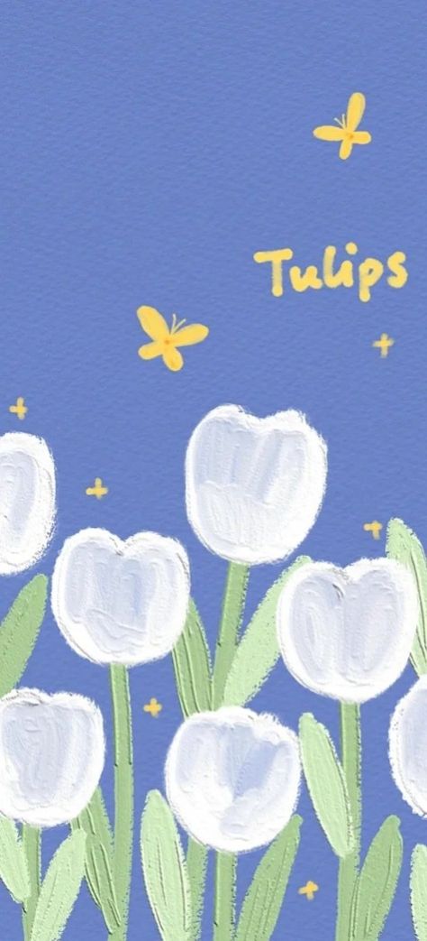 Tulip Flower Drawing, Tulip Drawing, Simplistic Wallpaper, Whimsical Art Journal, Fairy Wallpaper, Cute Desktop Wallpaper, Drawing Wallpaper, Funny Phone Wallpaper, Iphone Wallpaper Themes