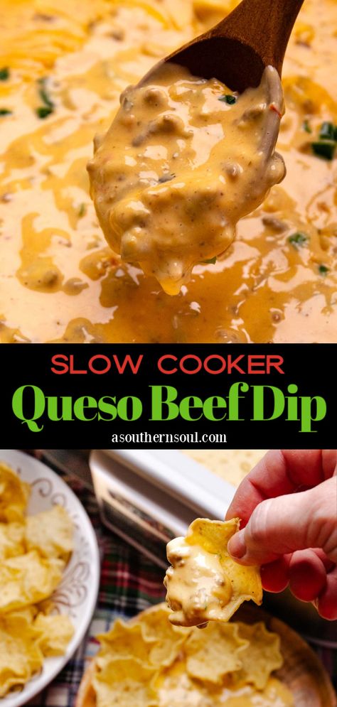 Ground Beef Dishes For Dinner, Beef Dishes For Dinner, Easy Meals With Ground Beef, Meals With Ground Beef, Queso Dip Crockpot, Slow Cooker Queso, Cheese Dip Crock Pot, Crock Pot Queso, Dip Recipes Crockpot