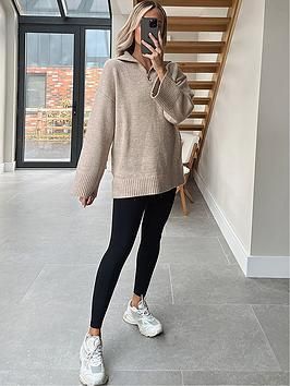 Oatmeal Jumper Outfit, Perrie Sian, Jumper Outfit, Oversized Jumper, High Leg Boots, Chunky Boots, Womens Clothing Sizes, How To Take Photos, Dress Length