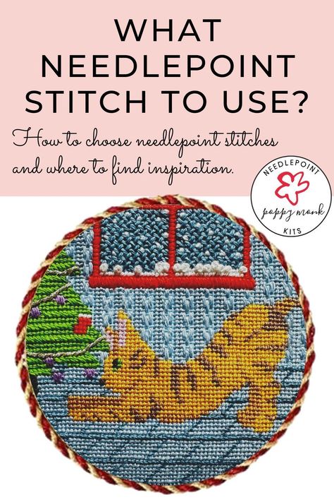 How to decide what decorative needlepoint stitches you might use on your next needlepoint canvas. This blog post is a guide for needlepoint stitch selection for beginners. French Knot Stitch Design, Needlepoint Decor, Knot Stitch, Embroidery Video, Knot Embroidery, Needlework Christmas, French Knot Stitch, Tent Stitch, Basic Hand Embroidery Stitches