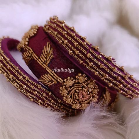 Aari embroidery
Raw silk bangles
Magaam work bangles Raw Silk Bangles Designs, Aari Work Bangles, Raw Silk Bangles, Tread Bangles, Aari Bangles, Bewafa Photo, Bangle Diy, Fabric Bangles, Bangles Collection