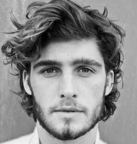 Wavy Hairstyles For Men - Wavy Hair Long Wavy Hairstyles, Long Curly Hair, Long Curly, Curly Hair, A Man, Long Hair, Hairstyles, For Men, Black And White