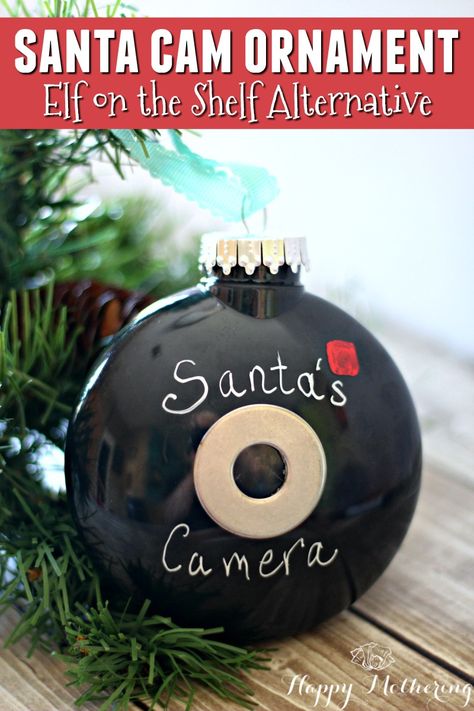 Are you sick and tired of finding new capers for your Elf on the Shelf every day? Then you need a Santa Cam - a simple alternative to Elf on the Shelf! Elf Cam Ornament, Diy Santa Cam, Shelf Alternative, Santa Camera, Santa Cam Ornament, Jul Diy, Santa Cam, Diy Santa, Funny Ideas