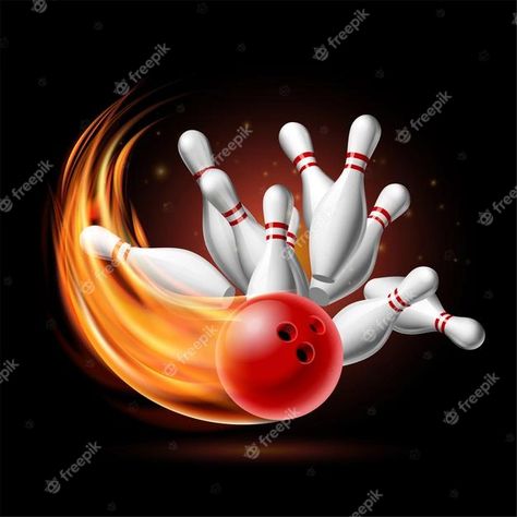 Template For Poster, Bowling Tournament, Bowling Games, Shirt Logo Design, In Flames, Bowling Ball, Vector Template, Logo Set, Easy Drawing