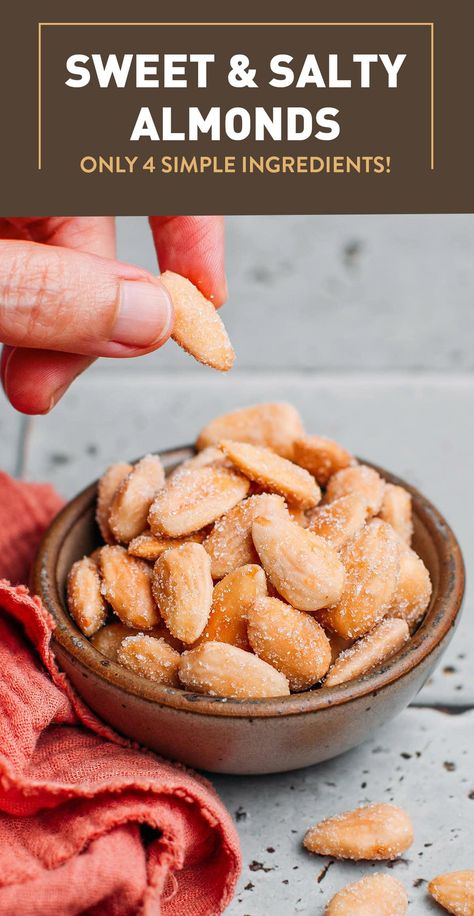 Sweet and Salty Almonds Salted Almonds, California Almonds, Homemade Syrup, Blanched Almonds, Gluten Free Grains, Savory Vegan, Dinner Entrees, Ice Cream Toppings, Roasted Almonds