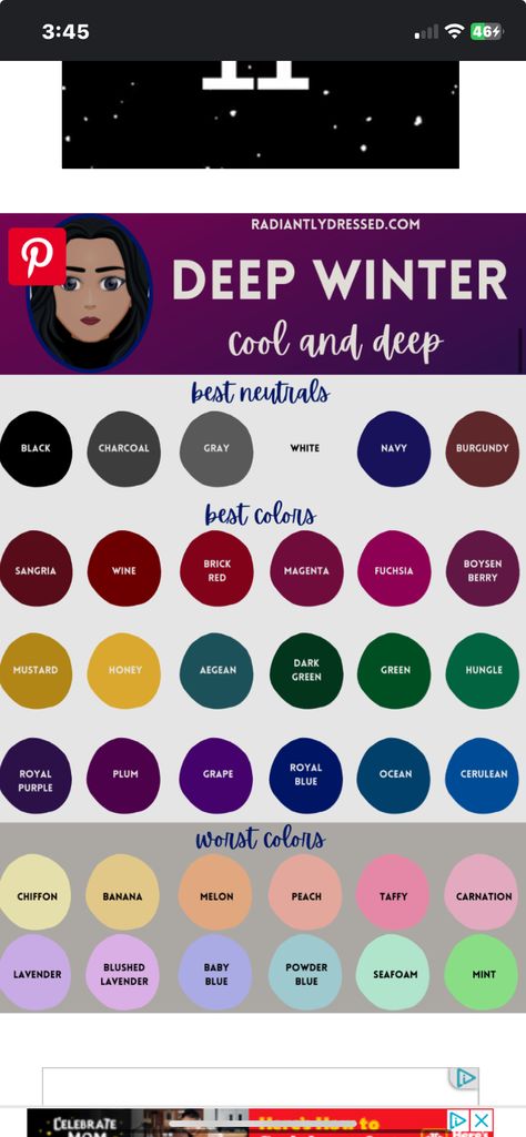 Deep Winter Summer Outfits, Winter Pallette, Deep Winter Makeup, Deep Winter Palette Outfits, Deep Winter Palette, Deep Winter Colors, Colour Analysis, Winter Color Palette, Soft Winter