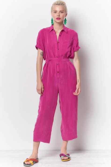 Style Jumpsuit, Fitted Jumpsuit, Mama Style, Jumpsuit Outfit, Color Fuchsia, Weekend Style, Colorful Fashion, Spring Summer Fashion, Work Outfit