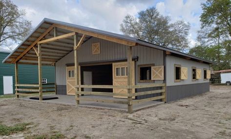 Horse Run In Shelter Plans, Horse Run In Shelter, Simple Horse Barns, Barn Organization, Barn Dominium, Chicken Care, Horse Shelter, Dream Horse Barns, Dream Horse