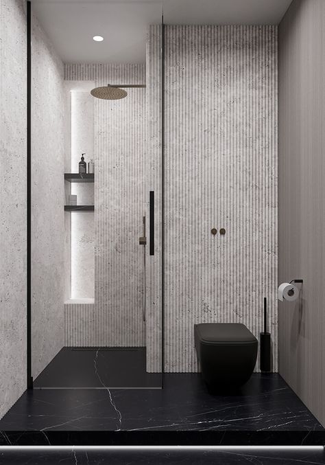 Luxury Bathroom Ideas, Black And White Bathroom, Modern Small Bathrooms, Luxury Master Bathrooms, Washroom Design, Bathroom Design Decor, Toilet Design, Condo Living, Bathroom Inspiration Decor