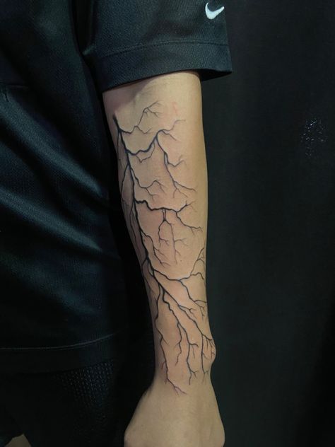 Lightning Bolt Forearm Tattoo, Sick Forearm Tattoos For Men, Fire Arm Tattoo For Men, Lightning Bolt Tattoo Men, Lighting Tattoo Men, Lightning Arm Tattoo, Sick Tattoos For Guys, Side Of Forearm Tattoo, Lightning Tattoo Design