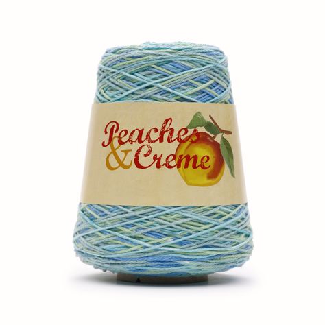 Free 2-day shipping. Buy Peach & Creme Cone Cotton Yarn, 14 oz - Ocean Stripes, (4) Medium at Walmart.com Peaches And Cream Yarn, Scrubby Yarn Crochet, Scrubby Yarn, Peaches And Cream, Solid And Striped, Knitting Gauge, Crochet Kitchen, Creme Color, Peaches N Cream