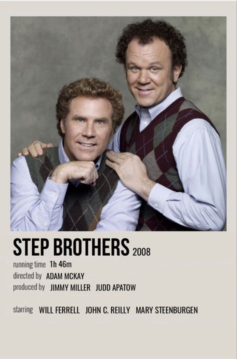 minimal polaroid movie poster for step brothers Stepbrothers Movie, Will Ferell, Quarantine Movie, Movie Polaroids, Polaroid Movie Poster, Movie Character Posters, Alt Posters, Iconic Movie Characters, Movie Collage