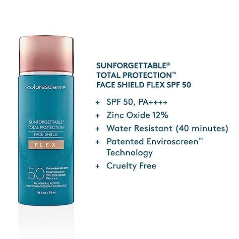 All-mineral SPF 50 available in four flexible shades, proven to protect against free radical formation and damage. Colorescience Sunforgettable, Color Science, Chemical Sunscreen, Medium Skin Tone, Facial Sunscreen, Mineral Sunscreen, Face Shield, Natural Tones, Even Skin Tone