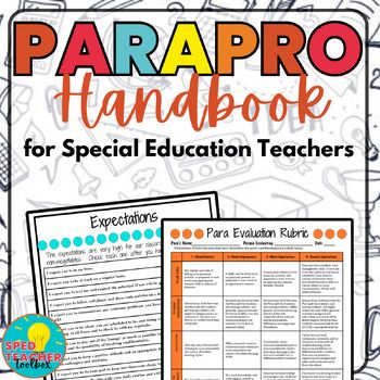 Supervising Paraprofessionals can sometimes be one of the most daunting tasks of being a special educator. This bright, cute editable paraprofessional training handbook is jammed packed full of beneficial information your paras need to feel prepared to complete all aspects of their job, as well as helps you clearly communicate your expectations.Edit the parts that pertain to your specific school and classroom through Powerpoint and print the parts of the handbook you need in color or in black/wh Paraprofessional Training, Child Therapy Office, Special Education Schedule, Special Education Paraprofessional, Teacher Expectations, Principal Ideas, Elementary Special Education Classroom, Special Education Lesson Plans, Preschool Director