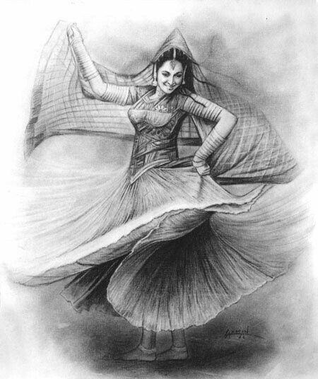 Indian Drawing, Pencil Drawing Images, Abstract Pencil Drawings, Dancing Drawings, Dance Paintings, Girl Drawing Sketches, Art Sketches Pencil, Art Drawings Sketches Pencil, Beauty Art Drawings