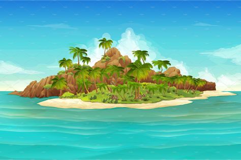 Tropical island #creating#combinations#change#jpg Island Clipart, Tropical Island Beach, Tropical Painting, Flower Landscape, Island Art, Desert Island, Tropical Landscaping, Tropical Island, Island Beach