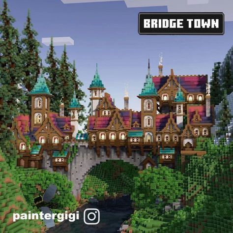 Minecraft Bridge, Minecraft Town, Minecraft Kingdom, Building Bridges, Minecraft Structures, Minecraft House Plans, Minecraft Cottage, Chateau Medieval, Minecraft House Tutorials