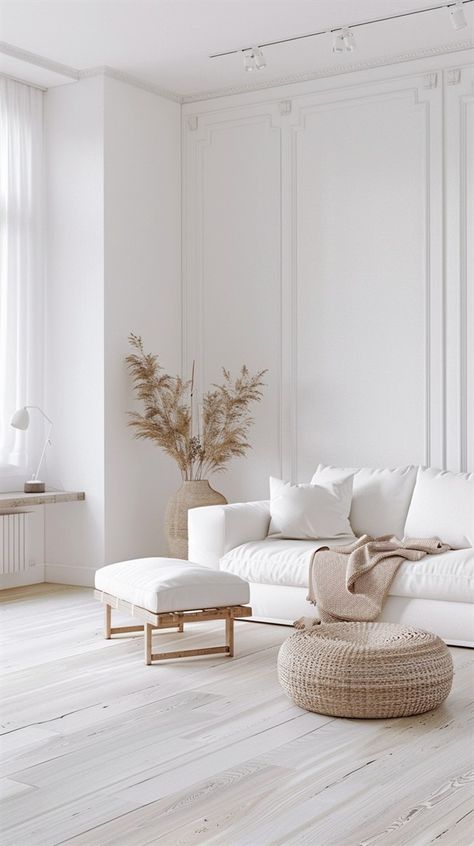 50+ Chic white living room ideas for a Dreamy Space - DecorWithEva White Aesthetic Home Decor, White Flooring Living Room, White Cozy Living Room, Elegant White Living Room, White Floors Living Room, White Carpet Living Room, White Living Rooms, Mod Board, White Living Room Ideas