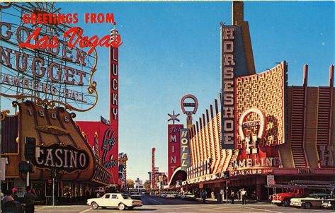 "Glitter Gulch", Las Vegas, Nevada Retro Las Vegas, Freemont Street, Old Vegas, Stranger Things 2, Casino Hotel, Cars Vintage, Vegas Casino, Vintage Usa, Classic Cars Vintage