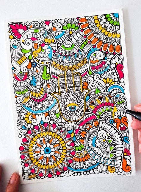 Colourful doodle design Unique Mandala Drawing Creative, Unique Mandala Drawing Colour, Colorful Doodle Art, Unique Mandala Drawing, Colour Mandala, Durga Painting, Sketchbook Inspo, Doodle Design, Mandala Art Therapy