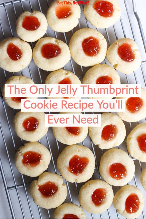 The holidays wouldn't be the same without a plate of homemade cookies, right? Try this jelly thumbprint cookie recipe! #thumbprintcookies #jellycookies #christmascookies #holidaycookies #christmascookies Best Thumbprint Cookies, Thumbprint Cookie, Cookies To Make, Jelly Cookies, Thumbprint Cookies Recipe, White Chocolate Mousse, Eat This Not That, Best Christmas Cookies, Thumbprint Cookies