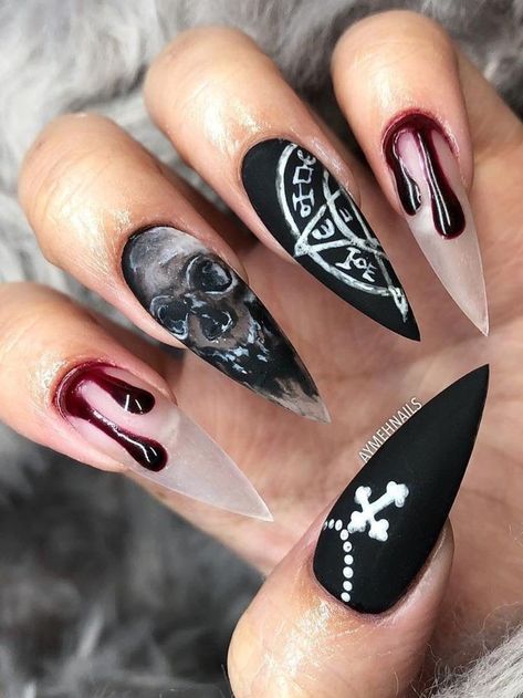 Desain Salon Kuku, Nails Bright, Witch Nails, Skull Nails, Witchy Nails, Halloween Acrylic Nails, Punk Nails, Gothic Nails, Nails Green