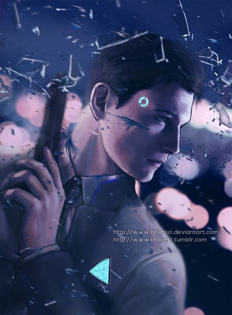 Connor Detroit Become Human by Brilcrist Detroit Art, Detroit: Become Human, Quantic Dream, Bryan Dechart, Detroit Become Human Connor, Detroit Being Human, Becoming Human, Battle Scars, Animatronic Fnaf