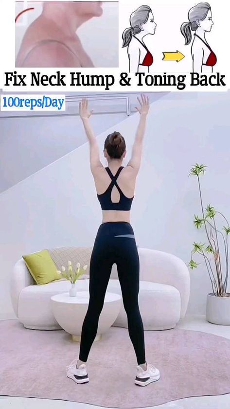 Reduce Neck Hump, Fix Neck Hump, Neck Fat Exercises, Burn Back Fat, Neck Hump, Pilates Workout Videos, Back Fat Workout, Neck Exercises, Quick Workout Routine