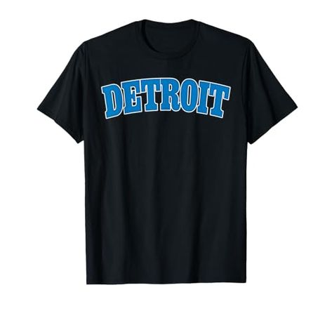 Detroit - Michigan - Throwback Design Print - Classic T-Shirt Dillard University, School Apparel, Blue Text, Text T Shirt, Hometown Pride, Varsity Style, School Outfits, Vintage Tshirts, Branded T Shirts