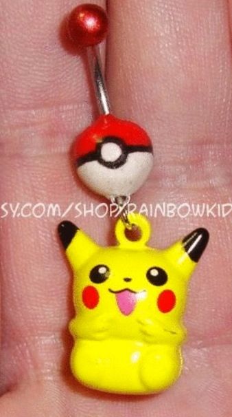 I WANT THISS!!!!! Funny Belly Button Rings, Electric Type Pokemon, Pikachu Clothes, Pokemon Photo, Belly Button Piercing Jewelry, Type Pokemon, Button Rings, Belly Button Piercing, Navel Rings