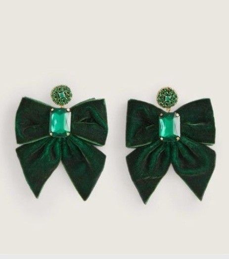 Velvet Earrings, Bow Earring, Boden Uk, Earrings Green, Bow Earrings, Metal Trim, Velvet Bow, Black Party, Earrings Black