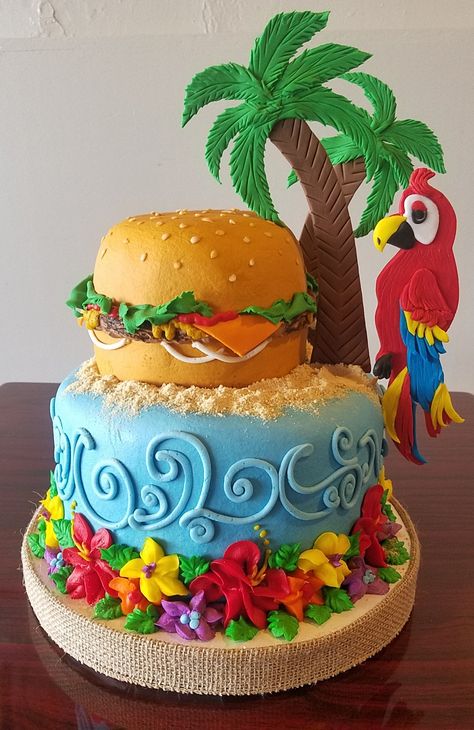 Margaritaville Party Desserts, Margaritaville Cake Ideas, Cheeseburger In Paradise Party Ideas, Jimmy Buffet Cake, Jimmy Buffet Cake Ideas, Jimmy Buffett Party Food, Margaritaville Birthday Party, Margaritaville Cake, Margaritaville Party Decorations