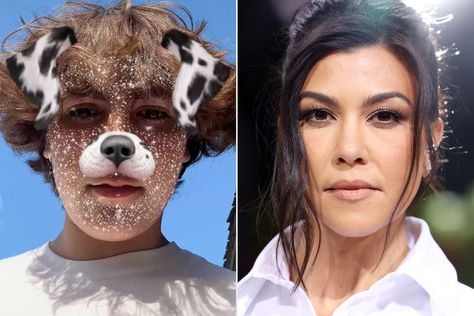 North West Shares TikTok of Cousin Hangout Featuring Rare Cameo from Mason Disick Kim Kardashian And North, Mason Disick, Dog Filter, Travis Barker, Kardashian Kids, Scott Disick, Kris Jenner, Family Moments, Kourtney Kardashian