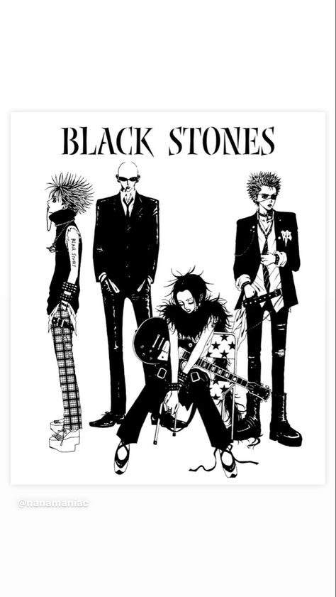 Black stones nana Nana Anime Black Stones, Nana Anime Black And White, Nana Black And White, Black Stones Poster, Nana Prints, Nana Posters, Black Stones Nana, Love Simon Movie, Nana Tattoo