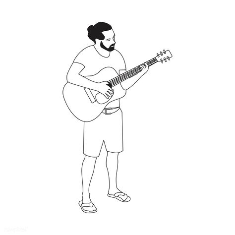 Illutrated bearded man playing guitar | premium image by rawpixel.com Man Playing Guitar Tattoo, Man Playing Guitar Drawing, Guitarist Illustration, Man Playing Guitar, Image Rock, Guitar Man, Guitar Illustration, Handsome Bearded Men, Guitar Drawing