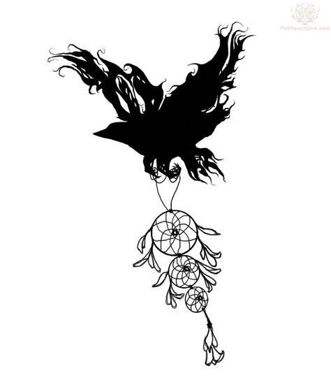 Raven carrying dream catcher Tattoo Designs With Meaning, Designs With Meaning, Dream Catcher Tattoo Design, Crow Tattoo, Dream Catcher Tattoo, Raven Tattoo, Music Tattoos, Tattoo Designs And Meanings, With Meaning