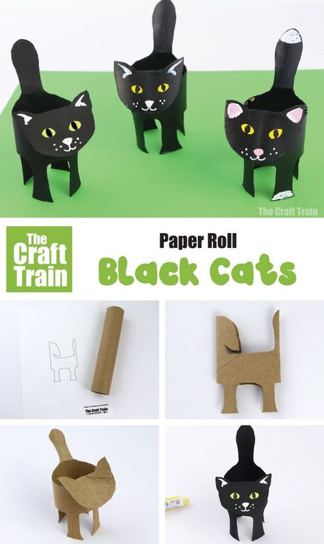 Black Cat Craft, Black Craft, Toilet Paper Crafts, Easy Halloween Crafts, Toilet Paper Roll Crafts, Paper Roll Crafts, Halloween Craft, Paper Towel Roll Crafts, Crafts Paper